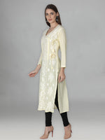 Load image into Gallery viewer, Seva Chikan Hand Embroidered Red Cotton Chikankari Angarkha Style Kurta