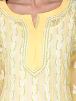 Load image into Gallery viewer, Seva Chikan Hand Embroidered Yellow Faux Georgette Lucknowi Chikankari Anarkali Kurta-SCL0961