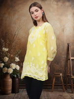 Load image into Gallery viewer, Seva Chikan Hand Embroidered Georgette Lucknowi Chikankari Top With Slip SCL9186