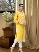 Load image into Gallery viewer, Seva Chikan Hand Embroidered Georgette Chikankari Kurta With Matching Slip