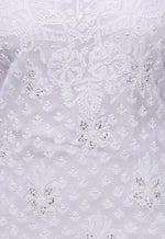 Load image into Gallery viewer, Seva Chikan Hand Embroidered White Cotton Lucknowi Chikankari Short Top With Sequins Work-SCL0191