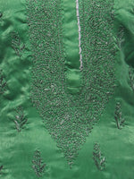 Load image into Gallery viewer, Seva Chikan Hand Embroidered Dark Green Silk Lucknowi Chikan Kurti-SCL0279