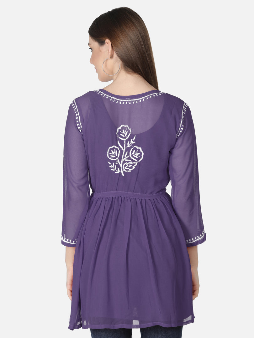 Seva Chikan Hand Embroidered Georgette Lucknowi Chikan Top
