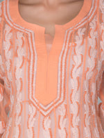 Load image into Gallery viewer, Seva Chikan Hand Embroidered Peach Faux Georgette Lucknowi Chikankari Anarkali Kurta-SCL0958