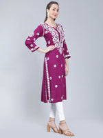 Load image into Gallery viewer, Seva Chikan Hand Embroidered Rayon Lucknowi Chikankari Kurta
