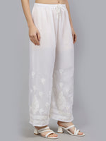 Load image into Gallery viewer, Seva Chikan Hand Embroidered White Georgette Lucknawi Chikankari Palazzo-SCL11020
