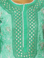 Load image into Gallery viewer, Seva Chikan Hand Embroidered Green Cotton Lucknowi Chikan Kurti SCL1066