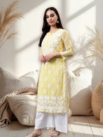 Load image into Gallery viewer, Seva Chikan Hand Embroidered Georgette Chikankari Kurta With Matching Slip