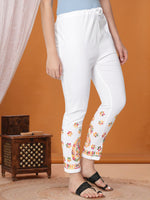 Load image into Gallery viewer, Seva Chikan Hand Embroidered White Cotton Lucknawi Chikankari Trouser-SCL11008