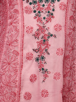 Load image into Gallery viewer, Seva Chikan Hand Embroidered Carrot Pink Cotton Lucknowi Chikankari Anarkali-SCL0235
