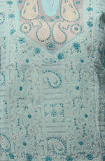 Load image into Gallery viewer, Seva Chikan Hand Embroidered Sea Green Cotton Lucknowi Chikankari Short Top-SCL0345