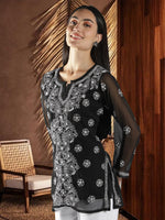 Load image into Gallery viewer, Seva Chikan Hand Embroidered Georgette Lucknowi Chikan Top With Slip