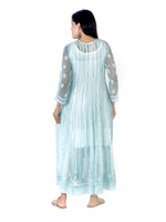 Load image into Gallery viewer, Seva Chikan Hand Embroidered Blue Georgette Lucknowi Chikankari Anarkali-SCL1338