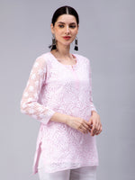 Load image into Gallery viewer, Seva Chikan Hand Embroidered Georgette Lucknowi Chikan Top With Slip
