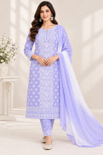 Load image into Gallery viewer, Seva Chikan Hand Embroidered Mauve Cotton Lucknowi Chikankari Unstitched Suit Piece-SEV15038