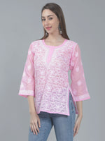 Load image into Gallery viewer, Seva Chikan Hand Embroidered Terivoil Cotton Lucknowi Chikan Top