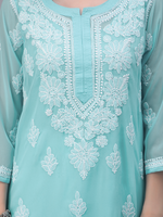 Load image into Gallery viewer, Seva Chikan Hand Embroidered Georgette Chikankari Kurta With Matching Slip