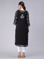 Load image into Gallery viewer, Seva Chikan Hand Embroidered Georgette Chikankari Kurta With Matching Slip