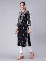 Load image into Gallery viewer, Seva Chikan Hand Embroidered Georgette Chikankari Kurta With Matching Slip