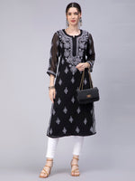 Load image into Gallery viewer, Seva Chikan Hand Embroidered Georgette Chikankari Kurta With Matching Slip