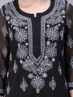 Load image into Gallery viewer, Seva Chikan Hand Embroidered Georgette Chikankari Kurta With Matching Slip