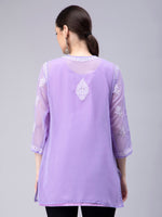 Load image into Gallery viewer, Seva Chikan Hand Embroidered Georgette Lucknowi Chikankari Top With Slip