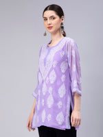 Load image into Gallery viewer, Seva Chikan Hand Embroidered Georgette Lucknowi Chikankari Top With Slip