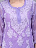 Load image into Gallery viewer, Seva Chikan Hand Embroidered Georgette Lucknowi Chikankari Top With Slip