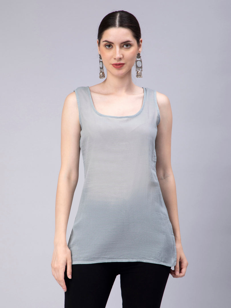 Seva Chikan Hand Embroidered Georgette Lucknowi Chikan Top With Slip