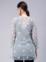 Load image into Gallery viewer, Seva Chikan Hand Embroidered Georgette Lucknowi Chikan Top With Slip