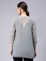 Load image into Gallery viewer, Seva Chikan Hand Embroidered Georgette Lucknowi Chikankari Top With Slip