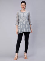 Load image into Gallery viewer, Seva Chikan Hand Embroidered Georgette Lucknowi Chikankari Top With Slip