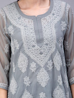 Load image into Gallery viewer, Seva Chikan Hand Embroidered Georgette Lucknowi Chikankari Top With Slip