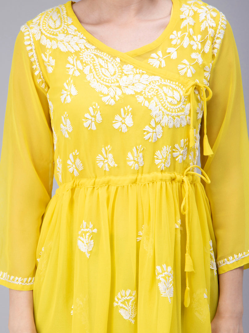 Seva Chikan Hand Embroidered Georgette Lucknowi Chikan Top