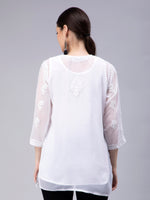 Load image into Gallery viewer, Seva Chikan Hand Embroidered Georgette Lucknowi Chikankari Top With Slip