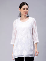 Load image into Gallery viewer, Seva Chikan Hand Embroidered Georgette Lucknowi Chikankari Top With Slip
