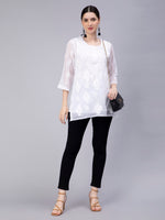 Load image into Gallery viewer, Seva Chikan Hand Embroidered Georgette Lucknowi Chikankari Top With Slip