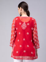 Load image into Gallery viewer, Seva Chikan Hand Embroidered Georgette Lucknowi Chikan Top With Slip