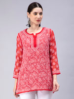 Load image into Gallery viewer, Seva Chikan Hand Embroidered Georgette Lucknowi Chikan Top With Slip