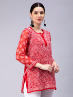 Load image into Gallery viewer, Seva Chikan Hand Embroidered Georgette Lucknowi Chikan Top With Slip