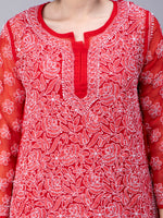 Load image into Gallery viewer, Seva Chikan Hand Embroidered Georgette Lucknowi Chikan Top With Slip