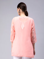 Load image into Gallery viewer, Seva Chikan Hand Embroidered Georgette Lucknowi Chikankari Top With Slip