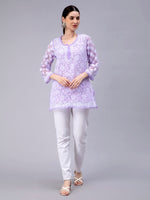 Load image into Gallery viewer, Seva Chikan Hand Embroidered Georgette Lucknowi Chikan Top With Slip