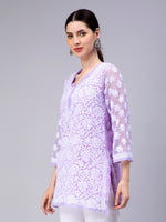 Load image into Gallery viewer, Seva Chikan Hand Embroidered Georgette Lucknowi Chikan Top With Slip