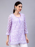 Load image into Gallery viewer, Seva Chikan Hand Embroidered Georgette Lucknowi Chikan Top With Slip