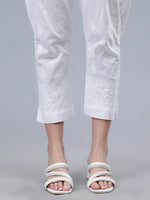 Load image into Gallery viewer, Seva Chikan Hand Embroidered Lucknowi Chikankari White Cotton Pant-SCL11033