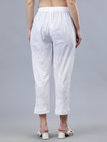 Load image into Gallery viewer, Seva Chikan Hand Embroidered Lucknowi Chikankari White Cotton Pant-SCL11033