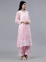 Load image into Gallery viewer, Seva Chikan Hand Embroidered Georgette Lucknowi Chikankari Kurta Set