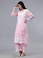 Load image into Gallery viewer, Seva Chikan Hand Embroidered Georgette Lucknowi Chikankari Kurta Set