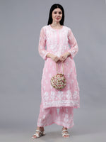 Load image into Gallery viewer, Seva Chikan Hand Embroidered Georgette Lucknowi Chikankari Kurta Set